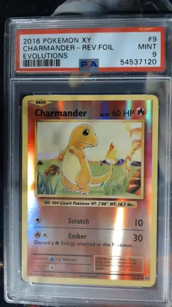 2016 Pokemon Charmander Reverse Holo 9/108 XY Evolutions PSA 9 - Image 1
