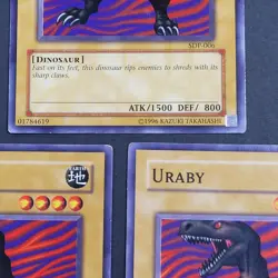 Yugioh TCG - 3x Uraby - SDP-006 - LP/MP - Vintage - Unlimited - Dinosaur - 2003 - Image 4