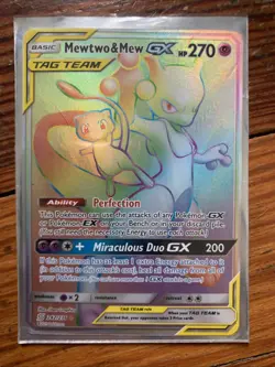 Mewtwo & Mew Gx 242/236 Hyper Rainbow Secret Rare Unified Minds Pokemon Card PD - Image 1