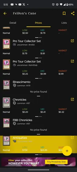 Feldon's Cane Magic: The Gathering Antiquities Card NM Condition - Image 2