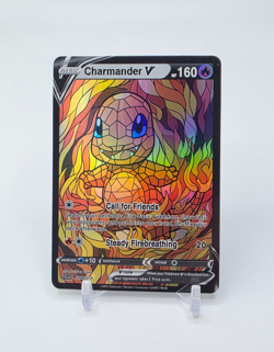 Custom HOLO STAINED GLASS Charmander Card Holo Charmander READ DESCRIPTION BELOW - Image 1