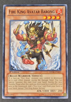 Yugioh TCG - 1x Fire King Avatar Barong - SDOK-EN002 - NM 1st Ed - Monster 2013 - Image 1