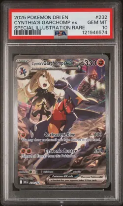2025 POKEMON DRI EN-DESTINED RIVALS SIR #232 CYNTHIA'S GARCHOMP EX PSA 10 - Image 1