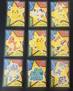 1999 Pokemon TOPPS First Movie - Complete STICKER Puzzle set 18/18 BLUE logo - Image 2