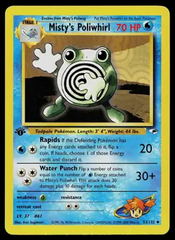 Pokemon Card - Misty's Poliwhirl Gym Heroes 53/132 1st Edition - Image 1