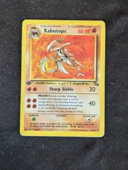 Pokemon TCG 1999 Kabutops Fossil Card 24/62 Non-Holo 1st Edition Regular Rare - Image 1