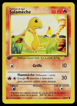 Pokemon Card - Charmander Salameche Base Set French 46/102 1st Edition - Image 1