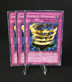 Yu-Gi-Oh! x3 Playset Infinite Dismissal Common Trap Card Mixed Set DB1 PSV NM - Image 1