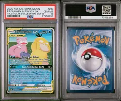 PSA 10 Gem Mint Slowpoke & Psyduck GX #217 Alt Art IDN Pokemon Card Pop 20 - Image 3