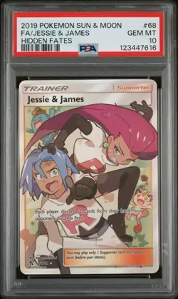 Jessie & James (Hidden Fates 68/68) - Graded PSA 10 GEM MT Pokemon Card - Image 1