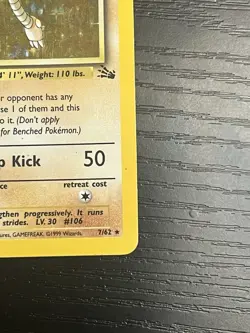 Pokemon TCG Hitmonlee 7/62 Fossil Set Holo Rare Card Vintage WOTC 1999 LP - Image 5
