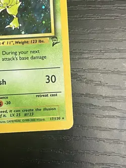 Pokemon TCG Scyther 017/130 Base Set 2 Holo Rare Card Vintage WOTC 1999 LP - Image 5