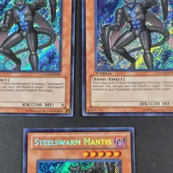 Yugioh TCG - 3x Steelswarm Mantis - HA05-EN047 - 1st Ed - Secret Rare LP/NM 2011 - Image 3