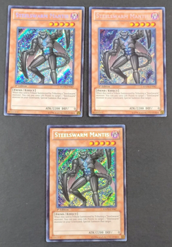 Yugioh TCG - 3x Steelswarm Mantis - HA05-EN047 - 1st Ed - Secret Rare LP/NM 2011 - Image 1