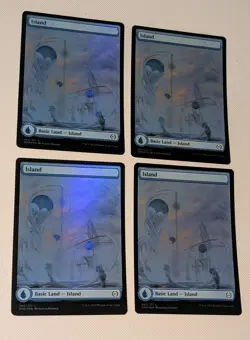 MTG 4 x *FOIL FULL ART * Phyrexia: All will be One ISLAND NM - Image 1