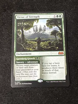 Virtue of Strength Garenbrig Growth Wilds of Eldraine MTG Magic WoE 0197 NM - Image 1