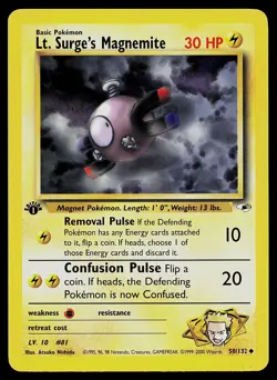 Pokemon Card - Lt. Surge's Magnemite Gym Heroes 50/132 1st Edition - Image 1