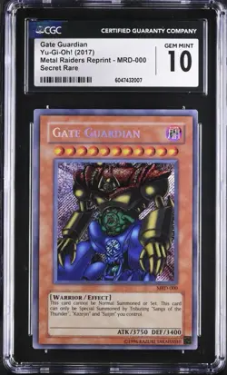 CGC 10 Gate Guardian MRD-000 Secret Rare Yugioh Card Metal Raiders 2017 - Image 1