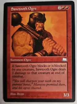 MTG Magic The Gathering Card Sawtooth Ogre Summon Ogre Red Weatherlight 1997 - Image 1