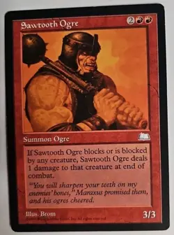 MTG Magic The Gathering Card Sawtooth Ogre Summon Ogre Red Weatherlight 1997 - Image 1