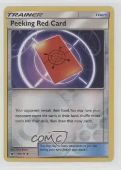 Peeking Red Card Reverse Foil Pokemon Sun & Moon Crimson Invasion #97 - Image 1