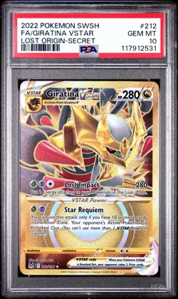 Pokemon Giratina VSTAR TCG Secret Rare Gold Card 212/196 SWSH Lost Origin PSA 10 - Image 2