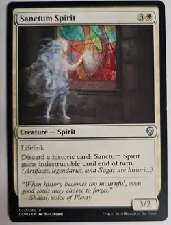 MTG Magic The Gathering Card Sanctum Spirit Creature Spirit White Dominaria 2018 - Image 1