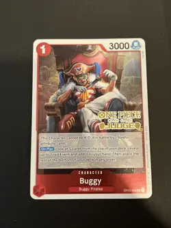 ONE PIECE ENGLISH CARD RARE JUDGE GAME CARTE PROMO HOLO BUGGY OP03-008 EN MINT - Image 1