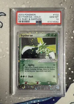 Pokemon Scyther ex EX Ruby & Sapphire Holo Rare #102 PSA 10 Gem Mint - SWIRLS 🌀 - Image 1