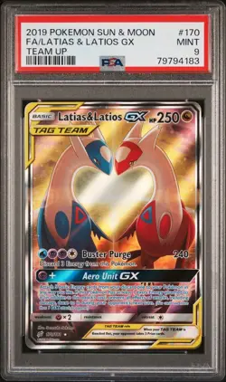 Latias & Latios GX 170/181 Alt Art SM Team Up Pokemon TCG - PSA 9 Mint - Image 1