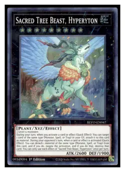 Yugioh Sacred Tree Beast, Hyperyton #BLVO-EN047 Super Rare Blazing Vortex LP - Image 1