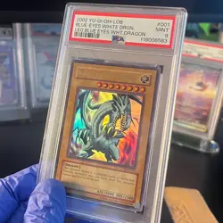Yugioh Blue-Eyes White Dragon LOB-001 (2002) Vintage Unlimited PSA 9 Mint - Image 1