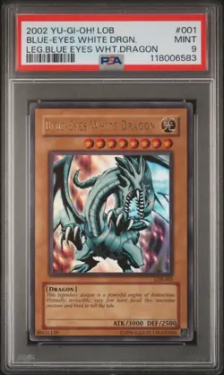 Yugioh Blue-Eyes White Dragon LOB-001 (2002) Vintage Unlimited PSA 9 Mint - Image 2