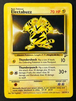 Electabuzz 24/130 Non Holo Rare Base Set 2 - Pokemon Card WOTC LP - Image 1