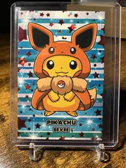 2025 Pokemon Card Database Attacks 2 Pikachu Eevee Red Cracked Ice Holo - Image 2