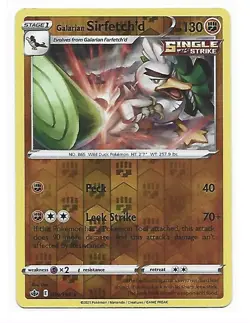 2021 Pokemon Sword & Shield Chilling Reign Reverse Foil #79 GALARIAN SIRFETCH'D - Image 1