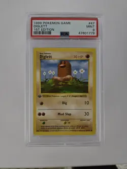 POKEMON 1st Edition Shadowless Base Set DIGLETT 47/102 Common PSA 9 MINT - Image 1