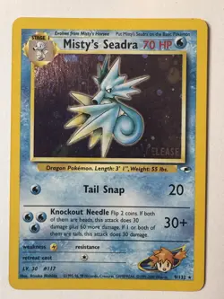 Pokemon TCG Misty's Seadra Holo Rare Card 9/132 Near Mint Condition (Prerelease) - Image 1