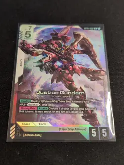 Justice Gundam GD01-066 Newtype Rising Gundam Card Game TCG - NM LR Holo - Image 1