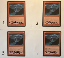 MTG FBB Japanese 4th Edition Lightning Bolt x4, SIGNED By Artist, Lightly Played - Image 1