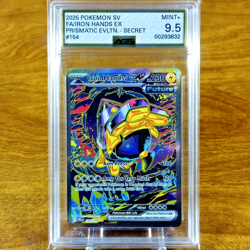 Pokemon Prismatic Evolutions Iron Hands EX 154/131 AGS Mint+ 9.5 Holo Rare 2025 - Image 1
