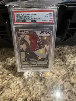 Pokemon Charizard v Card 079/073 Shiny Secret Rare, Champions Path, PSA 10 - Image 1