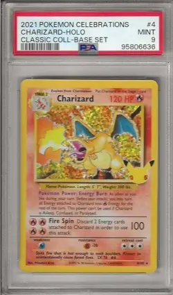 2021 Pokemon Charizard PSA 9 Celebrations Base Set Mint Holo 4/102 - Image 1