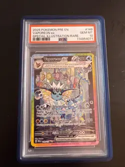 2025 Pokemon Prismatic Vaporeon ex 149/131 Special Illustration Rare PSA 10 - Image 1