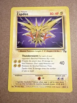 Pokemon TCG card Zapdos Fossil 30/62 Regular 1st Edition Rare Non Holo - LP - Image 1