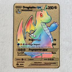 Pokemon TCG Dragonite GX Rainbow Gold Metal Card Collectible Fan Art Weighted - Image 1