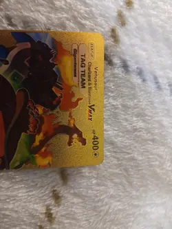 Pokemon Card Gold Foil Fan Art Charizard & Blastoise GX Tag Team Volcanic Blast - Image 2