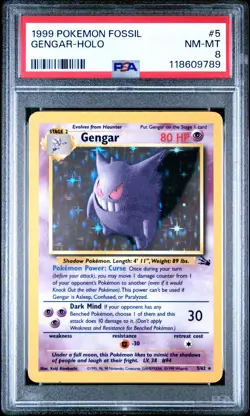 1999 Pokemon Fossil #5 Gengar Holo PSA 8 NM-MINT NEWLY GRADED - Image 1