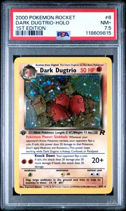 2000 Pokemon Rocket #6 Dark Dugtrio Holo 1st Edition PSA 7.5 NM+ - Image 1