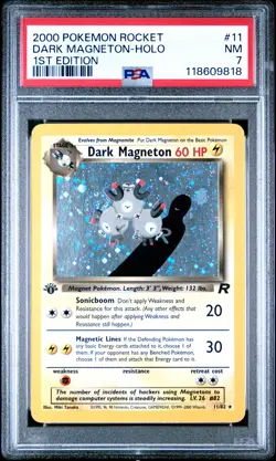 2000 Pokemon Rocket #11 Dark Magneton Holo 1st Edition PSA 7 NM w/ SWIRL - Image 1